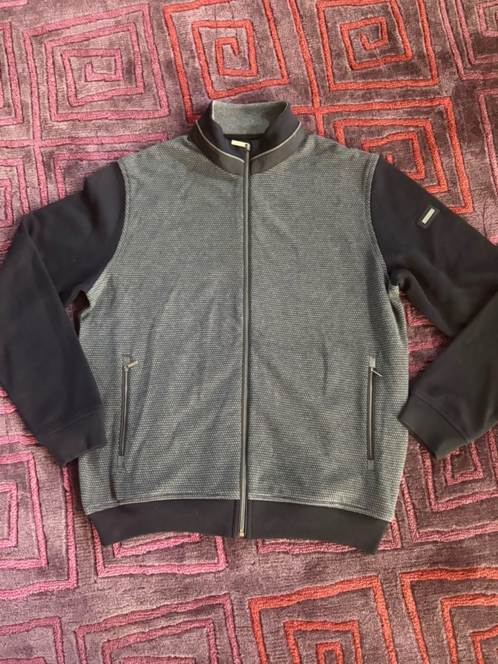 NWT BUGATTI FULL ZIP SWEATSHIRT Dark BLUE Gray Size M